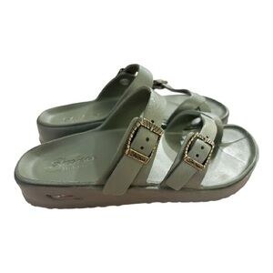 Skechers Olive Green Double-Buckle Slide Sandals